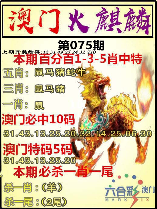 075期火麒麟[图]